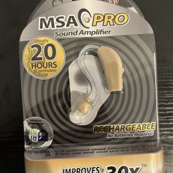 New MSA Pro Rechargeable Sound Hearing Amplifier Beige Hearing Aid