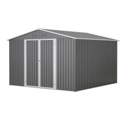 10 x 10 FT Outdoor Storage Shed, Large Metal Tool Sheds with Updated Frame Structure and Lockable Doors, Garden Shed for Backyard Garden Patio Lawn, G