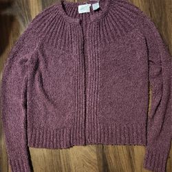 Womens Sz XL Northern Isles Vintage Mauve Open Front Sweater Made of 100% Acrylic Loop Yarn, Worn 1x