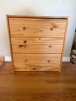IKEA Solid Pine 3-Drawer Chest / Small Dresser – Natural Wood