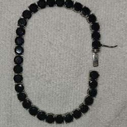 Black Spinal, Silver Tennis Bracelet