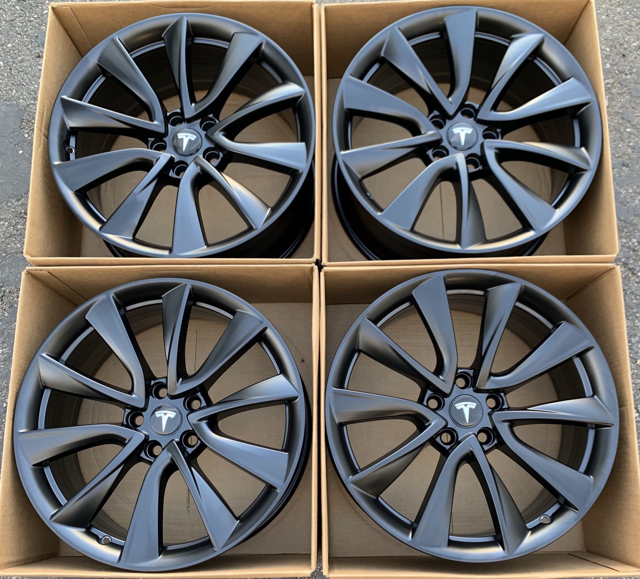 19” Tesla Model 3 Factory Wheels Rims Satin Black New Exchange