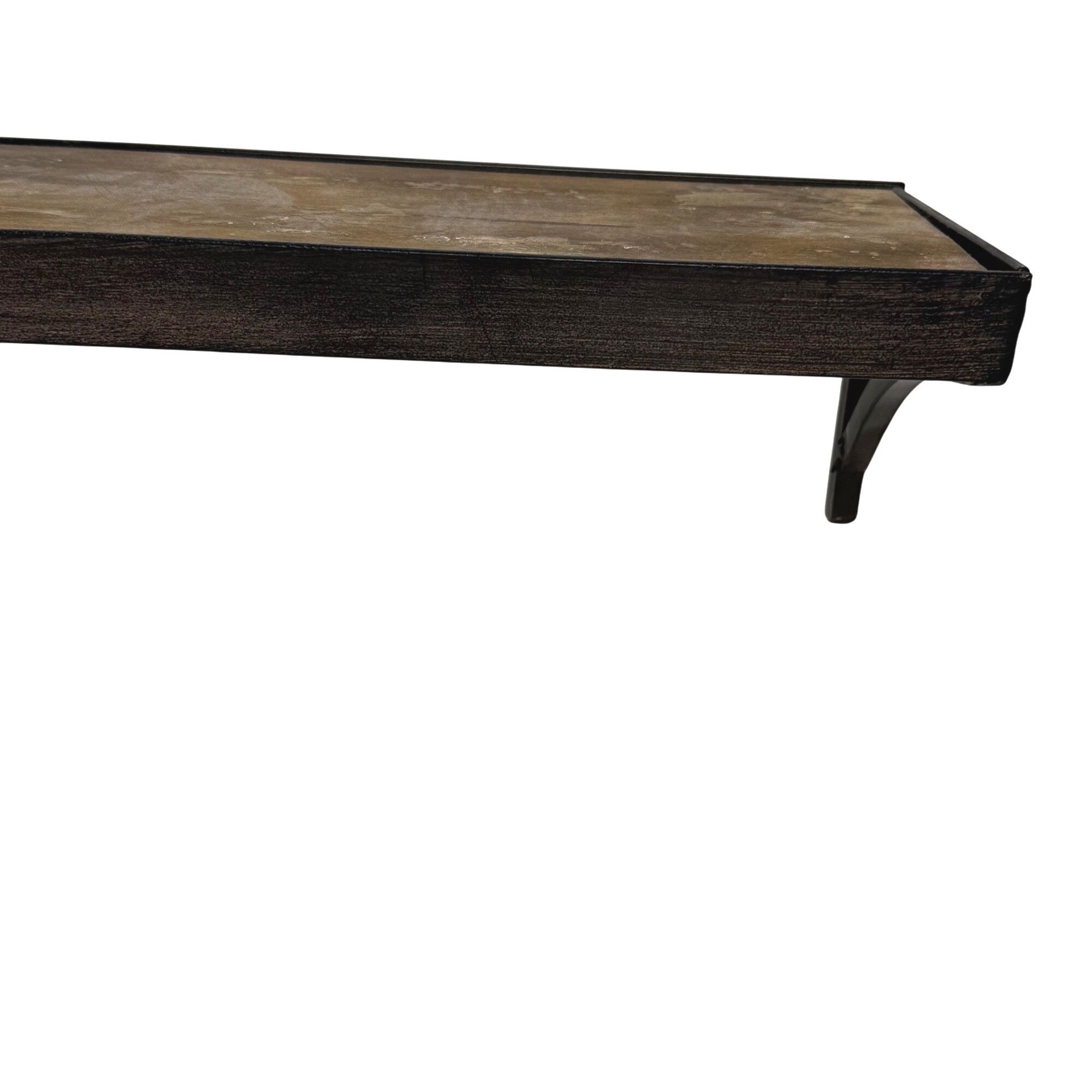 Rustic Wood & Metal Wall-Mounted Long Shelf