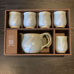 Yuming Pot And Cup Blue Tea Set