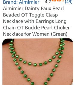 Green pearl necklace NEW