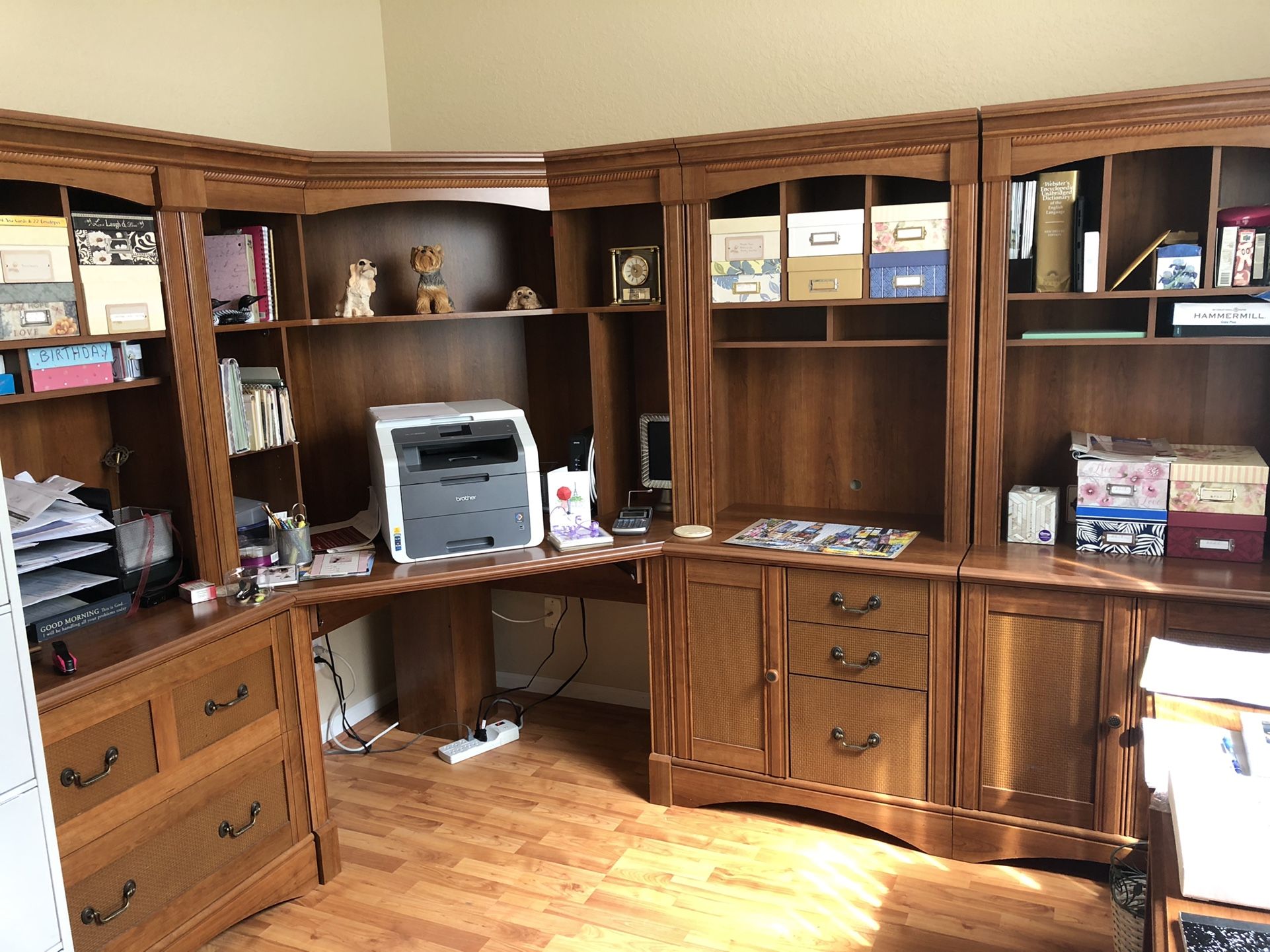 Office Furniture  - Corner Desk And Three Bookshelves With Cabinets Underneath