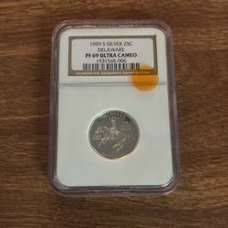 1999 S Silver 25C Delaware PF 69 Ultra Cameo