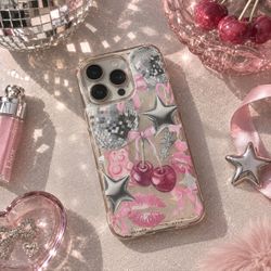 iPhone 16 pro max case - glittery pink