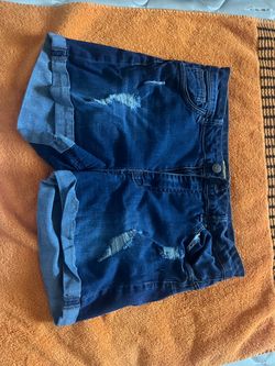 Dark Wash Distressed Denim Shorts