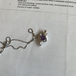 Heart Shaped Amethyst Earrings And Pendant With Chain