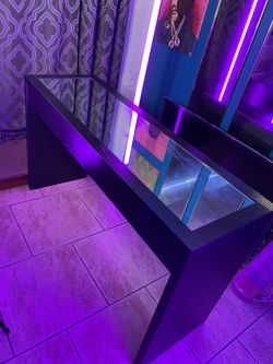 Mirror Top Table + Lamp