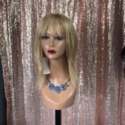 Beautiful Wig Cap Blonde Human Hair Short Length 