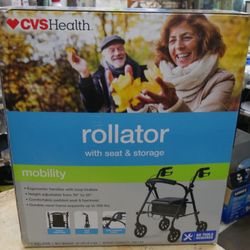 CVSHealth Probasics Aluminum Rollator  Black Seat & Storage 300lbs capacity new . black  