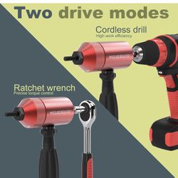 Rivet Nut Drill Adapter Kit - Dual Drive Modes: Drill/Ratchet, with 270pcs Nuts & 36pcs Mandrels