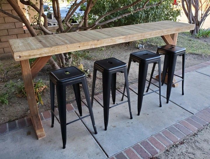Farmhouse bar table and stools sale