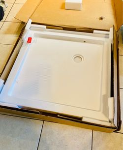 DreamLine SlimLine 36 in. D x 36 in. W x 2 3/4 in. H Corner Drain Double Threshold Shower Base