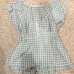 Light Green Plaid Babydoll Top - free shipping on bundles