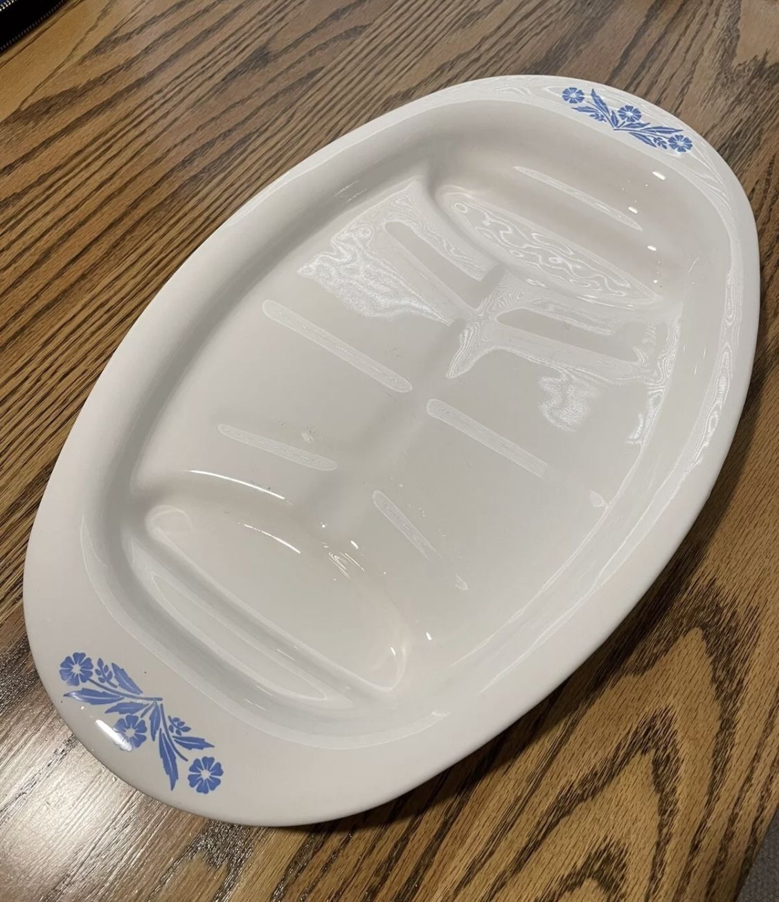 Vintage Corning Ware Blue Cornflower Meat Steak Serving Platter 16.5" x10.25"