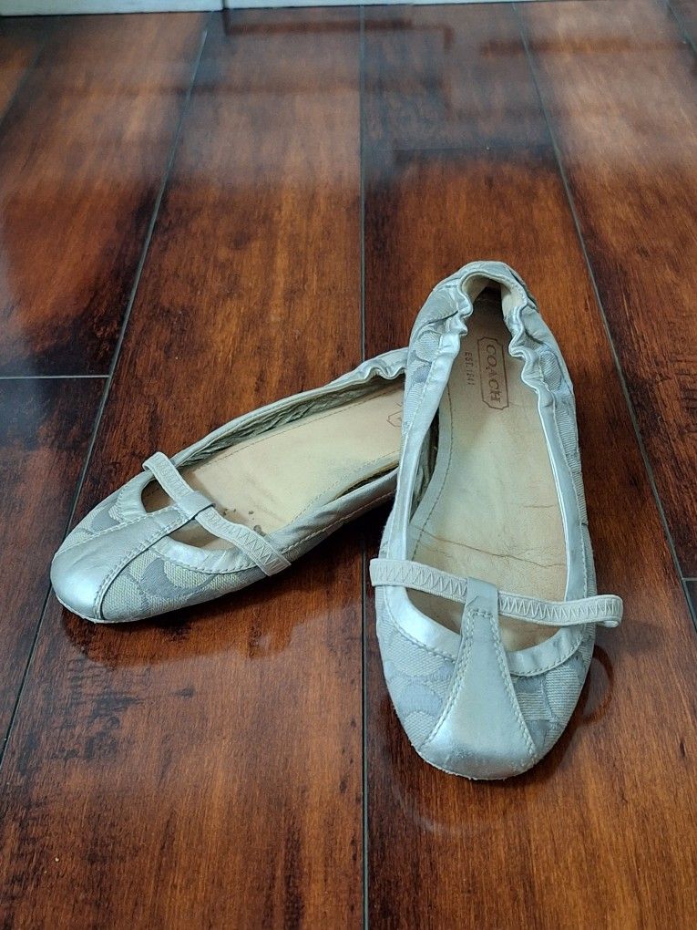 Coach Metallic Silver Verra Ballet Flats Size 7