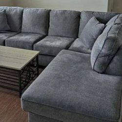 Gray Sectional Sofa Couch 
