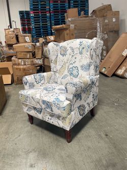 Patio Floral Wingback Accent Chair