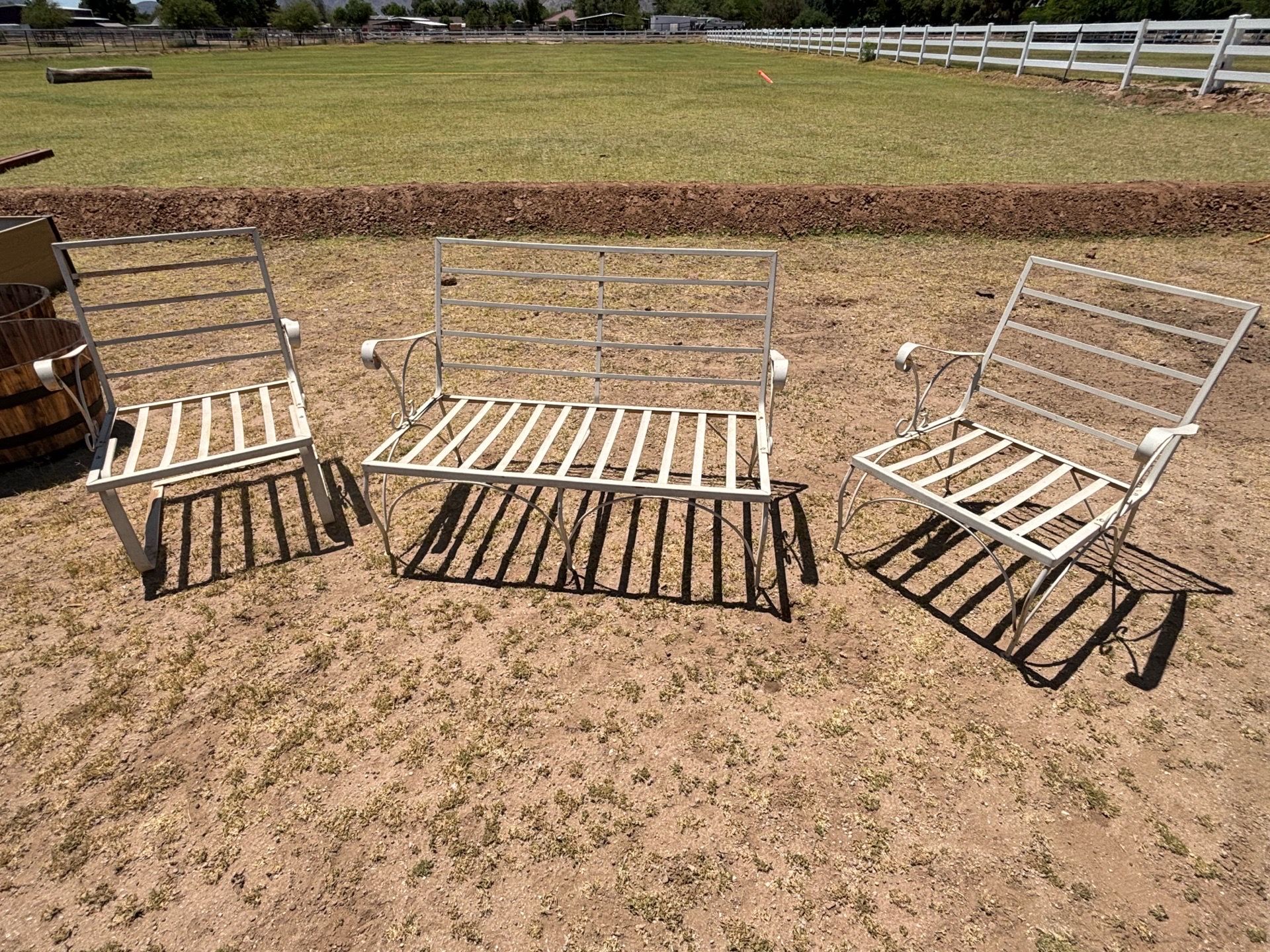 All metal couch and 2 chairs