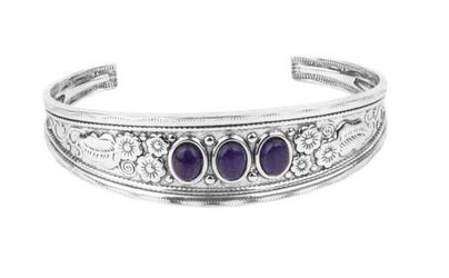 Purple Cuff Bracelets. Silver