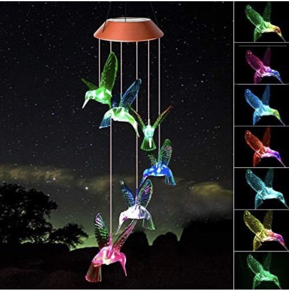 Hummingbird solar wind chimes