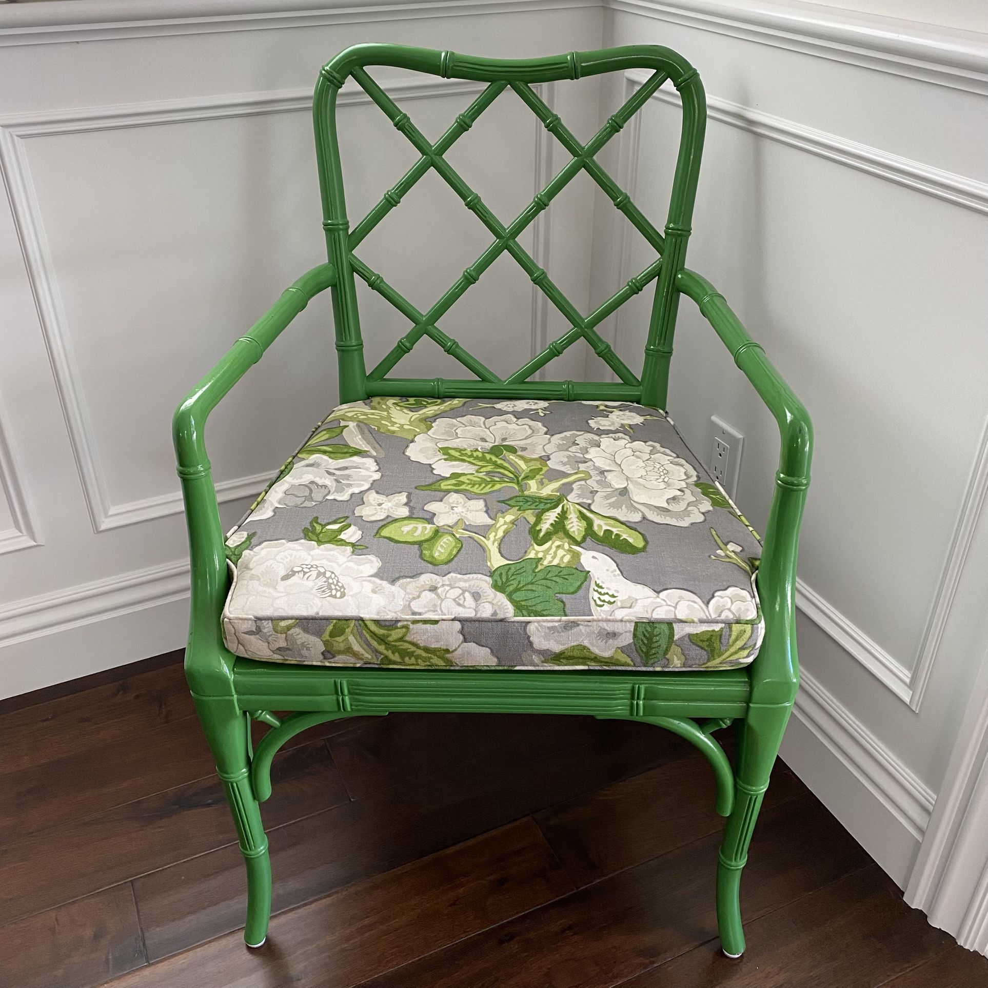 5 Williams Sonoma Chinese Chippendale Faux Bamboo Chairs w/Cushions