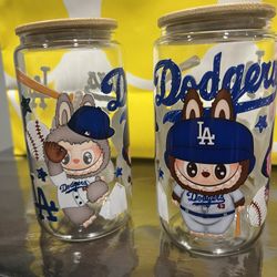 Labubu Dodgers glass can