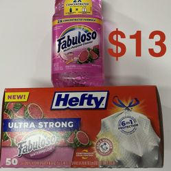 Hefty 13 gallon Bags And Fabuloso Multi- Purpose Cleaner