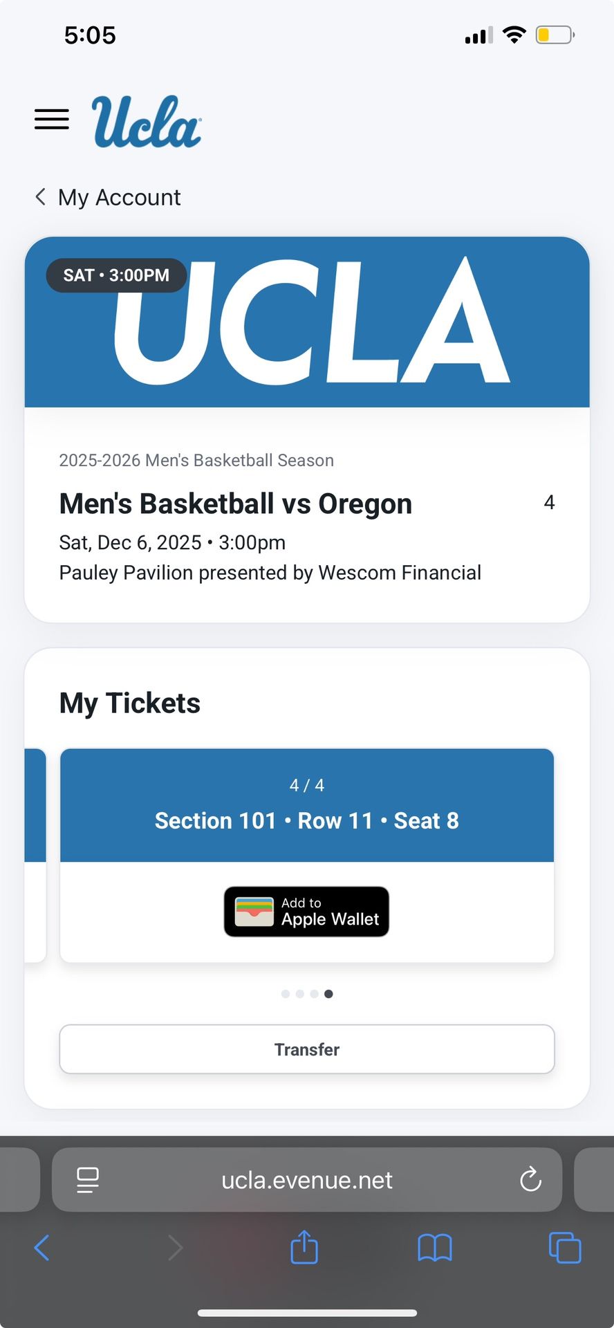 4 UCLA GAME TICKETS FOR SALE 