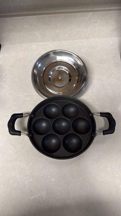 7-Cavity Nonstick Paniyaram Pan with Lid
