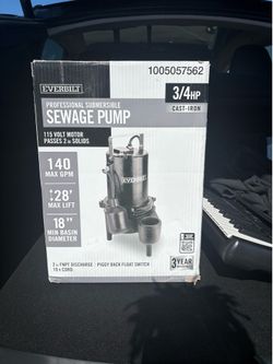 Everbilt 3/4 HP Sewage Ejector Pump