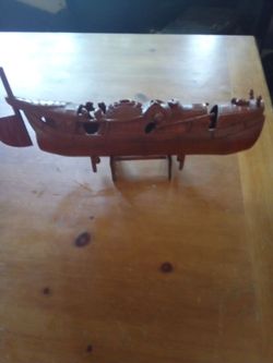 Bamboo hand carved junk fishing boat
