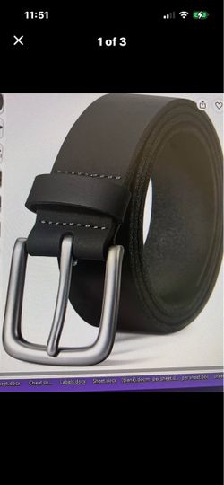 Men’s Leather Belt, Black, Size 48” Max
