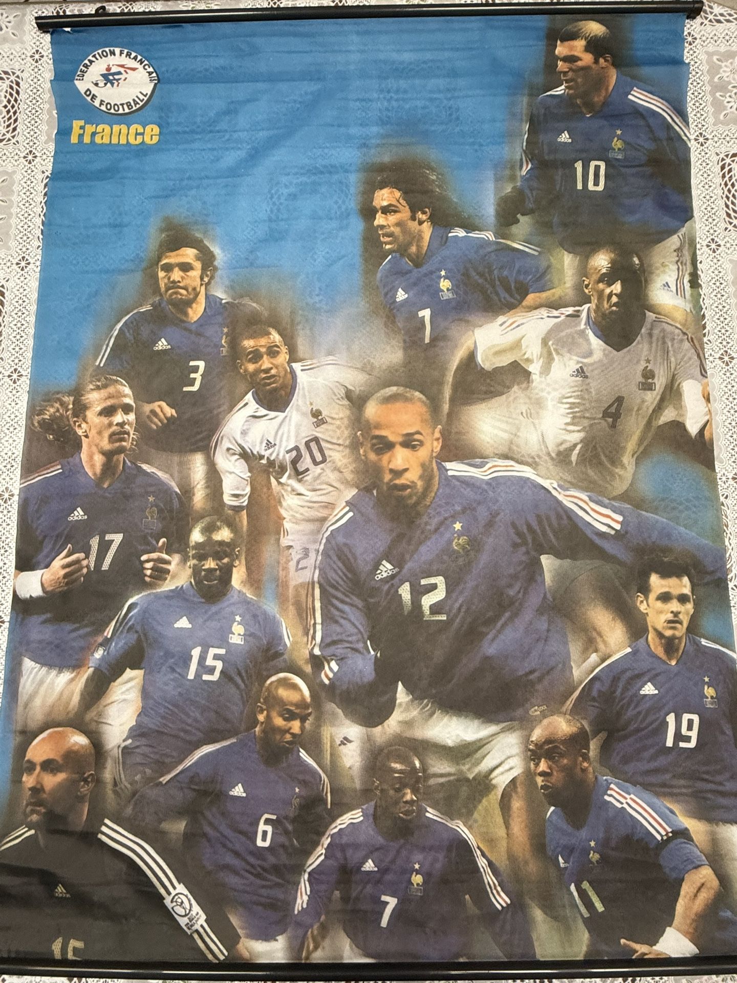 Vintage France World Cup Team Poster On Cloth.
