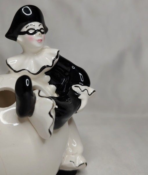 Vintage Mime Clown Jester Pixie Ceramic Pen/Toothpaste Holder Quon Quon JAPAN