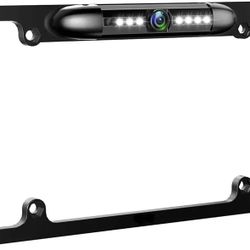 GLK License Plate Backup Camera HD Front Rear View Reverse Camera with 7 LED Night Vision 170 Degree Viewing Angle, Waterproof, for Cars