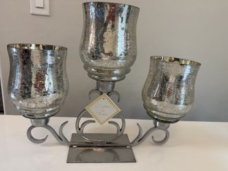 Triple Mercury Glass Candle Holder