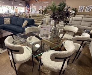 Glass Dining Set Table With 6 Chairs