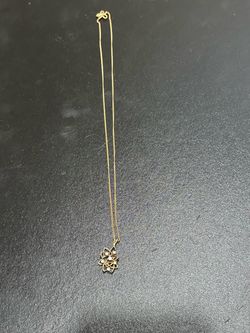 Vintage tag Jabel .6 Ct Diamond floralPendant Necklace 14k yellow Gold 5 grams