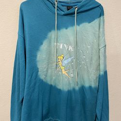 Disney Peter Pan Tinker Bell Radial blue tieDye long sleeve Hoodie size large