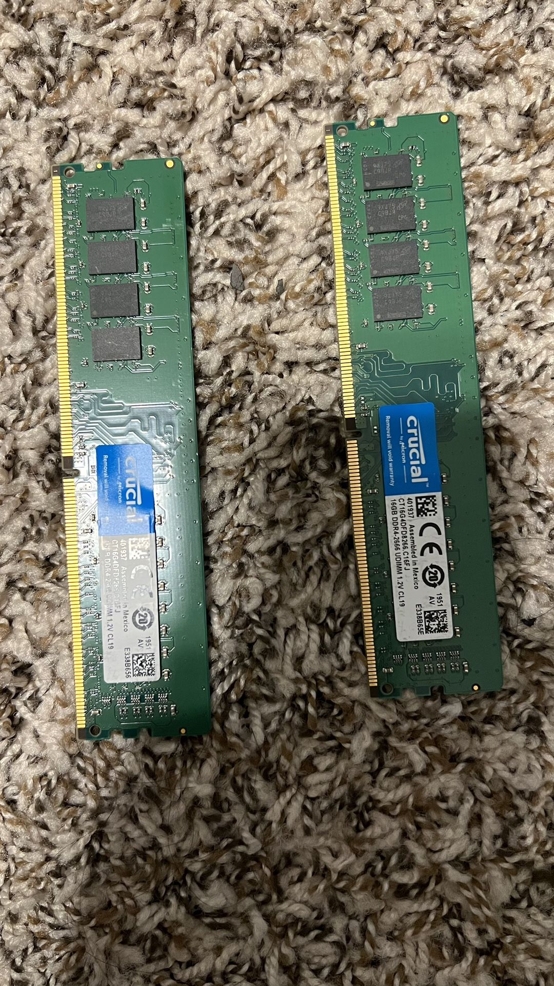 Crucial 32GB Kit 2x 16GB DDR4 2666 Mhz PC4-21300 Desktop Memory DIMM for Desktop