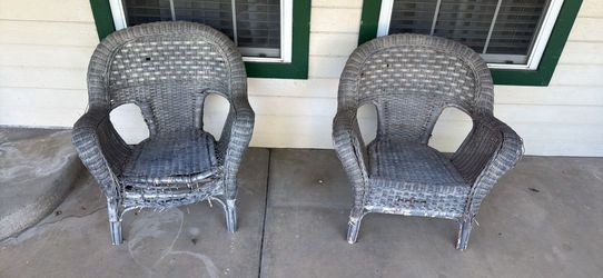 2 Gray Wicker Chairs
