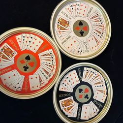 Vintage Metal Playing Cards Serving Trays