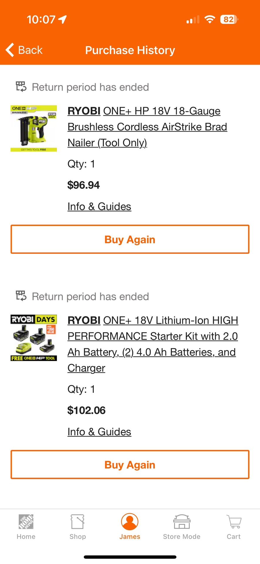 Ryobi 18v Finishing Nailer w/ Batteries and charger