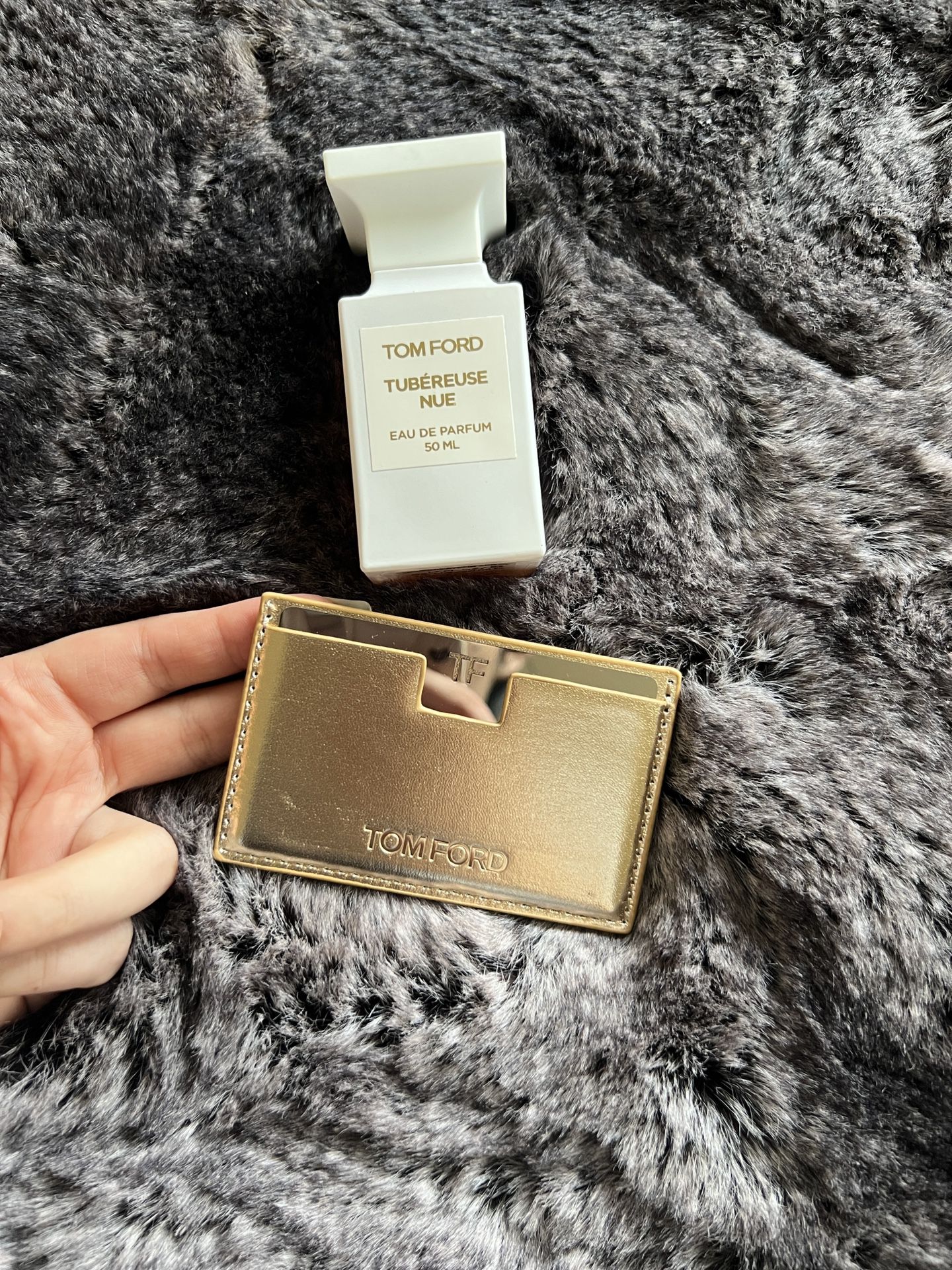 Tom Ford gold wallet mirror, card bag with Logo gold from TF beauty HK vip gift