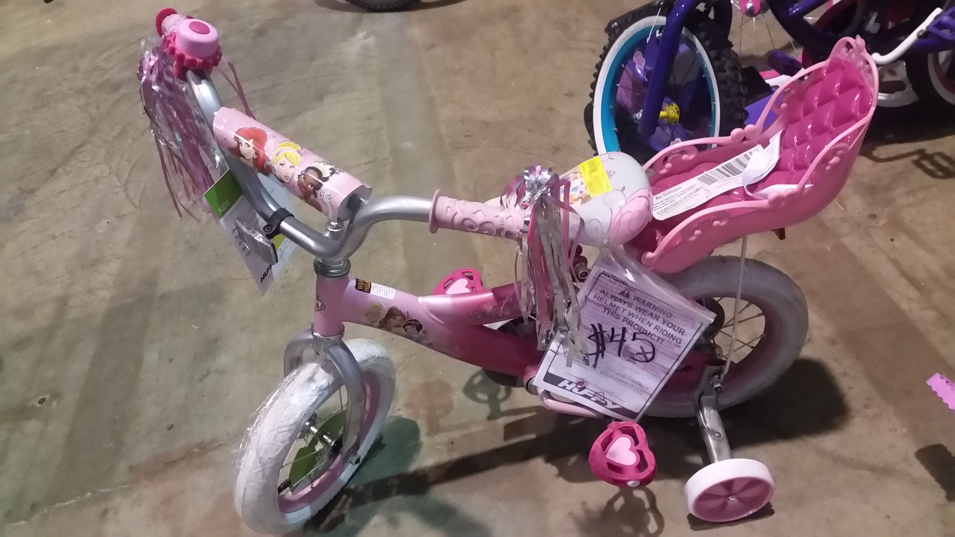 Princess toddler bike with training wheels