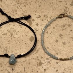 Aquamarine bracelets natural gemstones with 14k gold $25 Shipping available upon request 